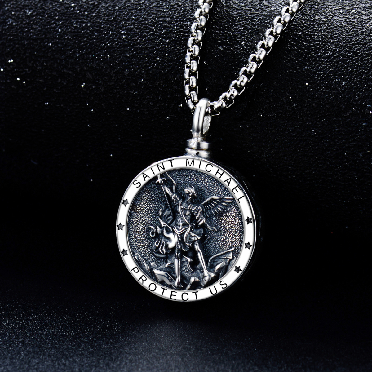 Sterling zilveren Saint Michael Urn ketting voor as-3