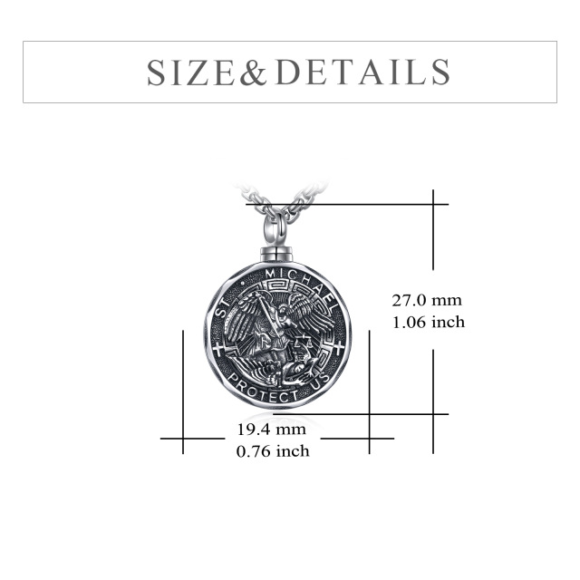 Sterling Silver Saint Michael Urn Necklace for Ashes with Engraved Word-4