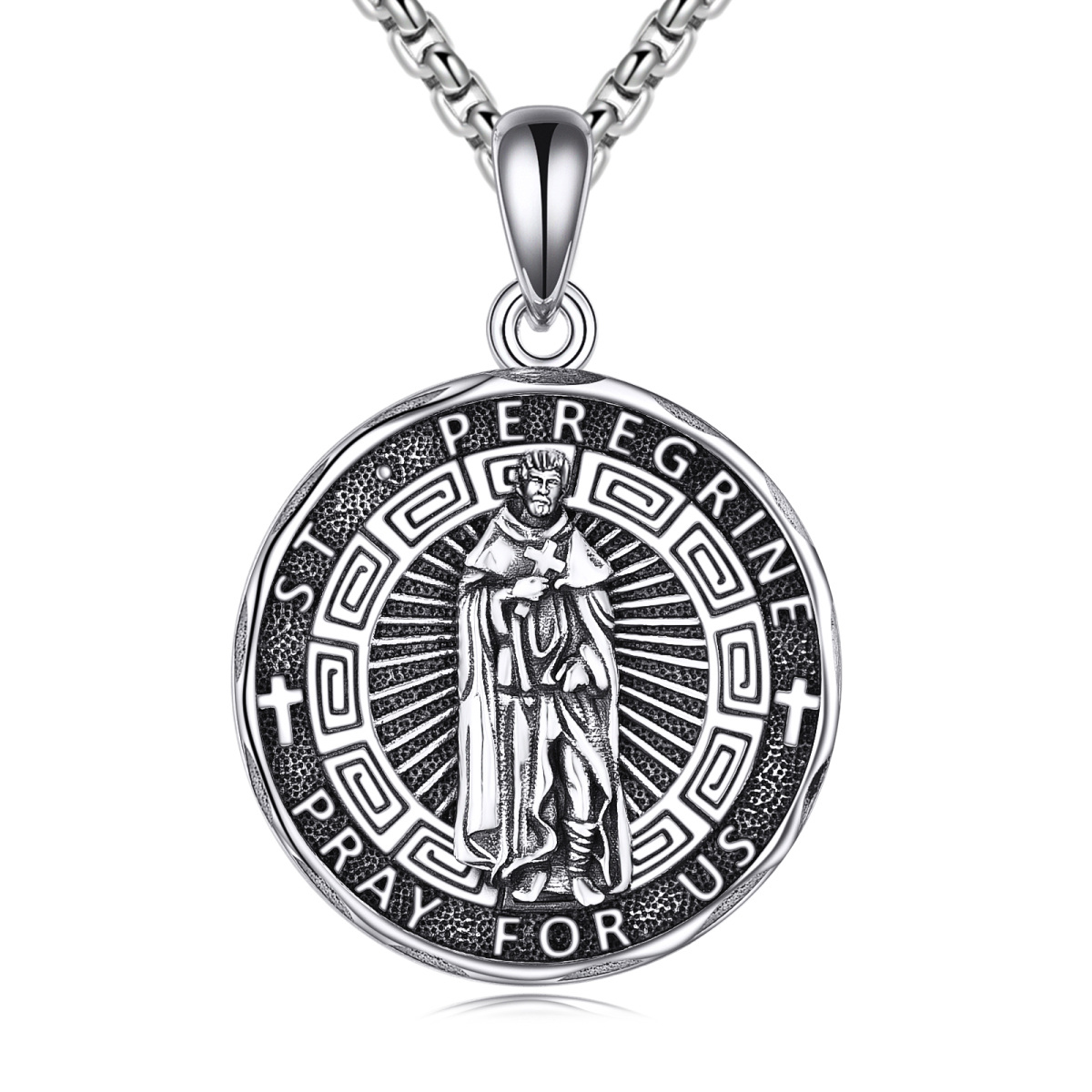 Collana con ciondolo in argento sterling San Pellegrino per uomo-1