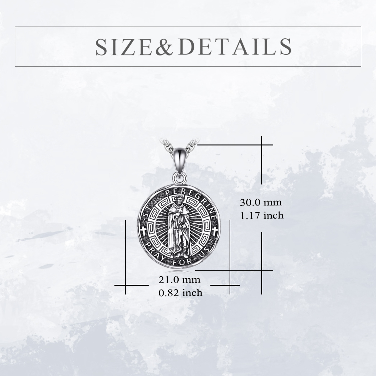 Sterling Silver Saint Peregrine Pendant Necklace for Men-5