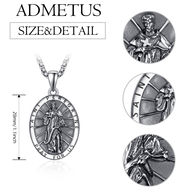 Collier en argent sterling avec pendentif Saint Peregrine pour hommes-3