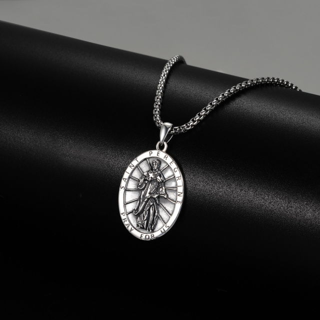 Collana con ciondolo San Pellegrino in argento sterling per uomo-4