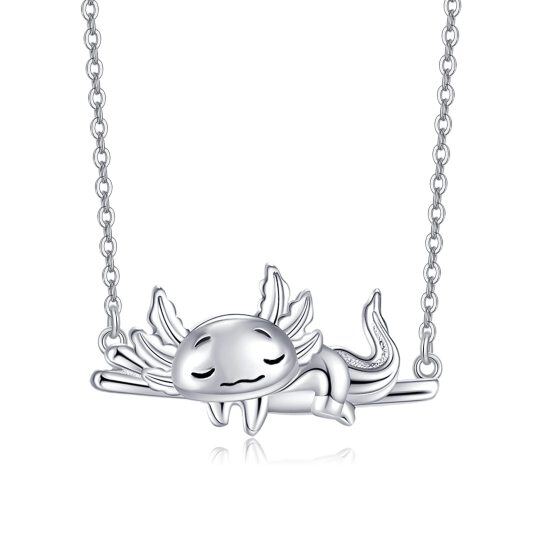 Collana con ciondolo a forma di salamandra su ramo in argento sterling