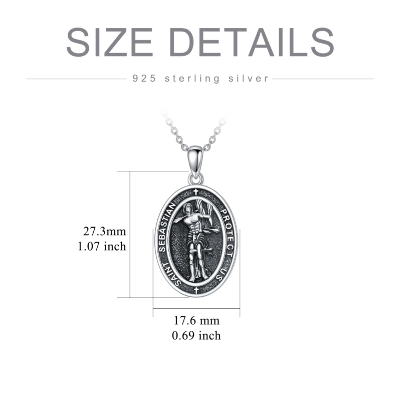 Collier pendentif Saint-Sébastien en argent sterling avec mot gravé pour hommes-6