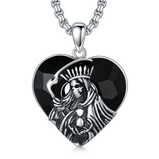 Collana con pendente in cristallo Perdoname di Santa Muerte in argento sterling