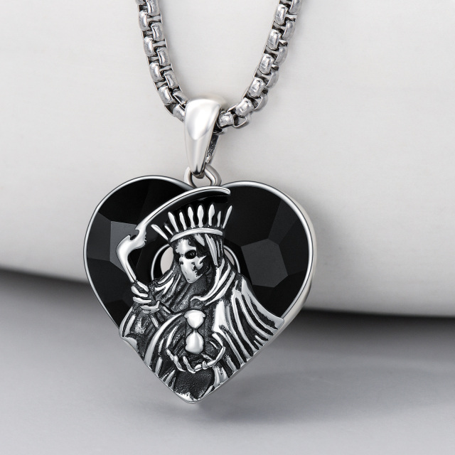 Collana con pendente in cristallo Perdoname di Santa Muerte in argento sterling-3