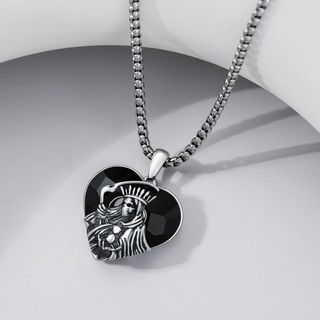 Collier pendentif en argent sterling Santa Muerte Perdoname en cristal-4