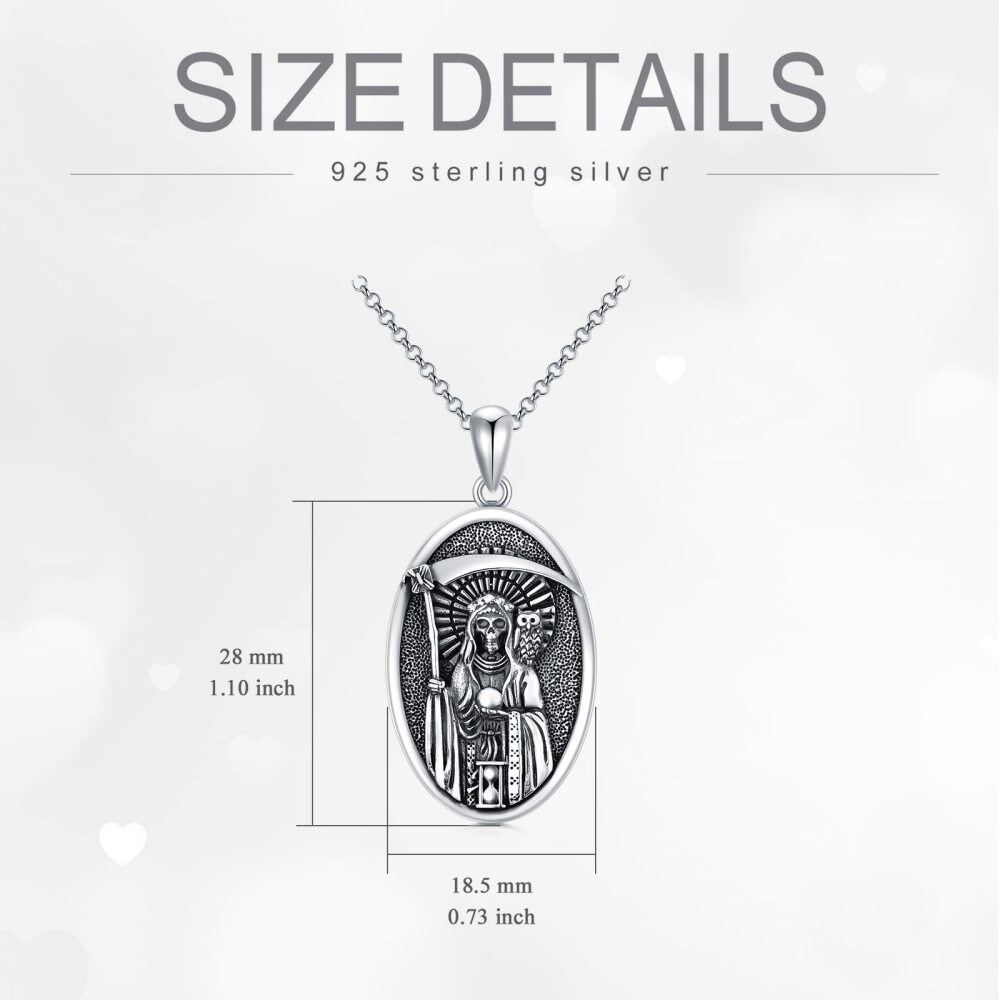 Sterling zilveren Santa Muerte Perdoname & Uil hanger ketting voor mannen-6