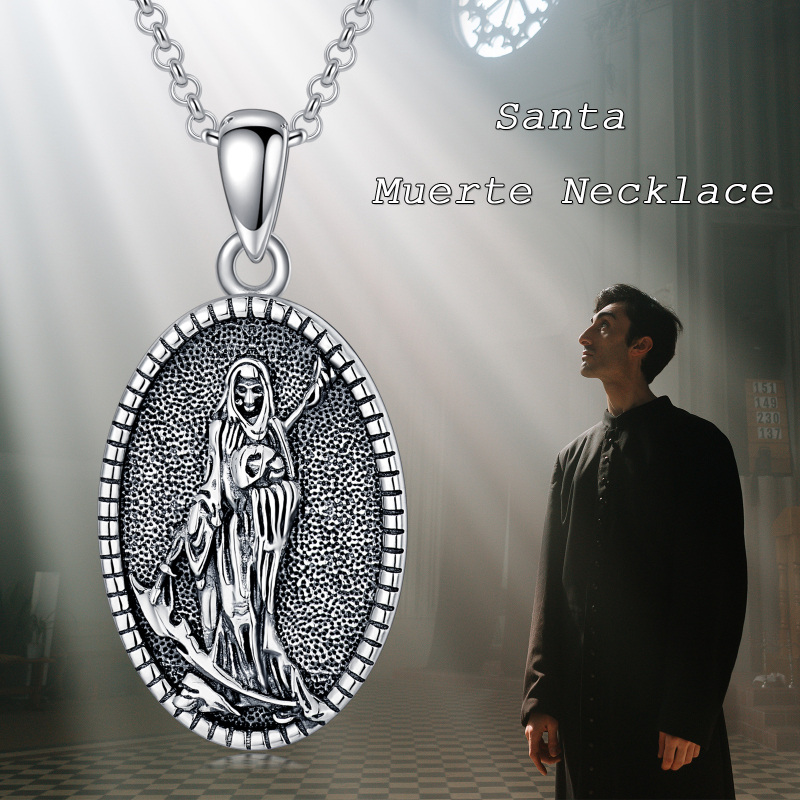 Colar com pingente Santa Muerte em prata esterlina 925-6