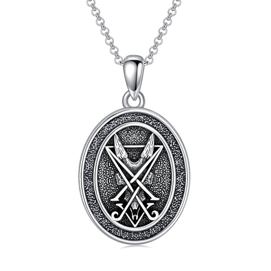 Sterling Silver Satanic Goat Pendant Necklace for Men