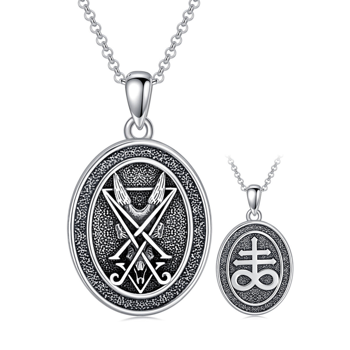 Collana con ciondolo a forma di capra satanica in argento sterling per uomo-4