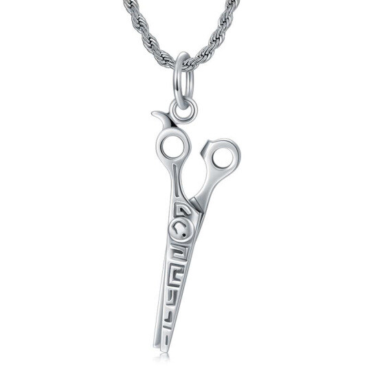 Sterling Silver Scissors Pendant Necklace for Men