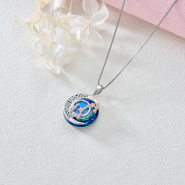 Sterling Silver Scorpio Circular Opal With Crystal Pendant Necklace-4