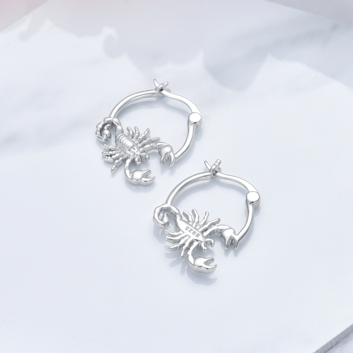 Sterling Silver Scorpio Hoop Earrings-4