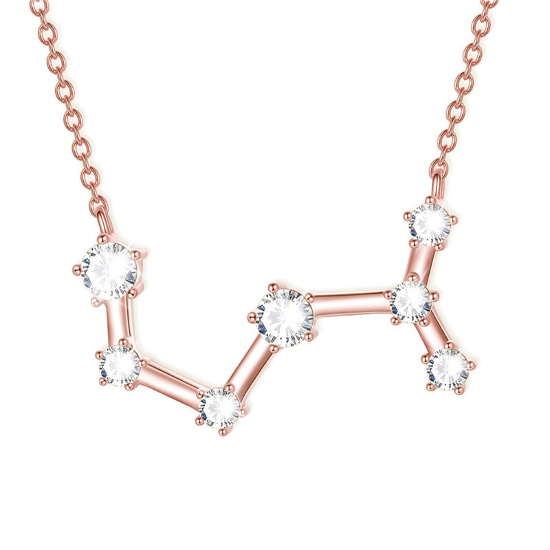 Sterling Silver with Rose Gold Plated Cubic Zirconia Scorpio Necklace for Women-2