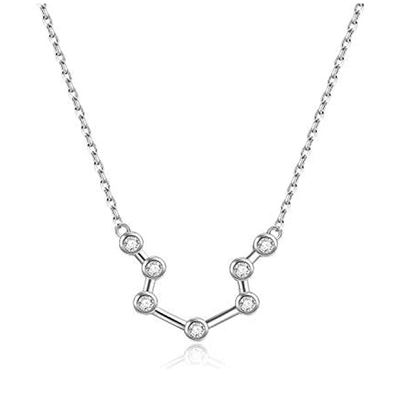 Collar de plata de ley con circonita cúbica de Escorpio para mujeres y hombres-1