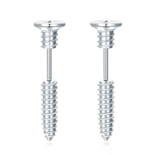 Sterling Silver Screws Stud Earrings