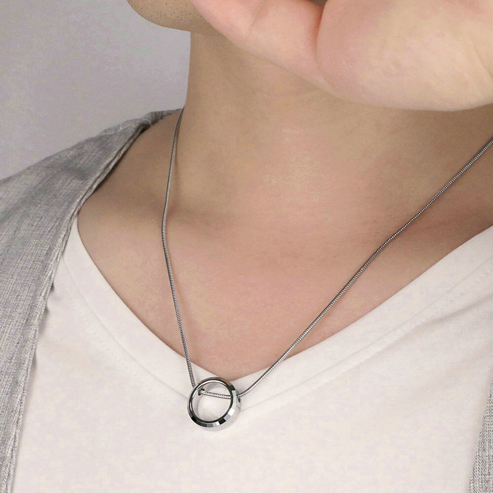 Sterling Silver Sculpture Personalized Engraving Pendant Necklace for Men-2