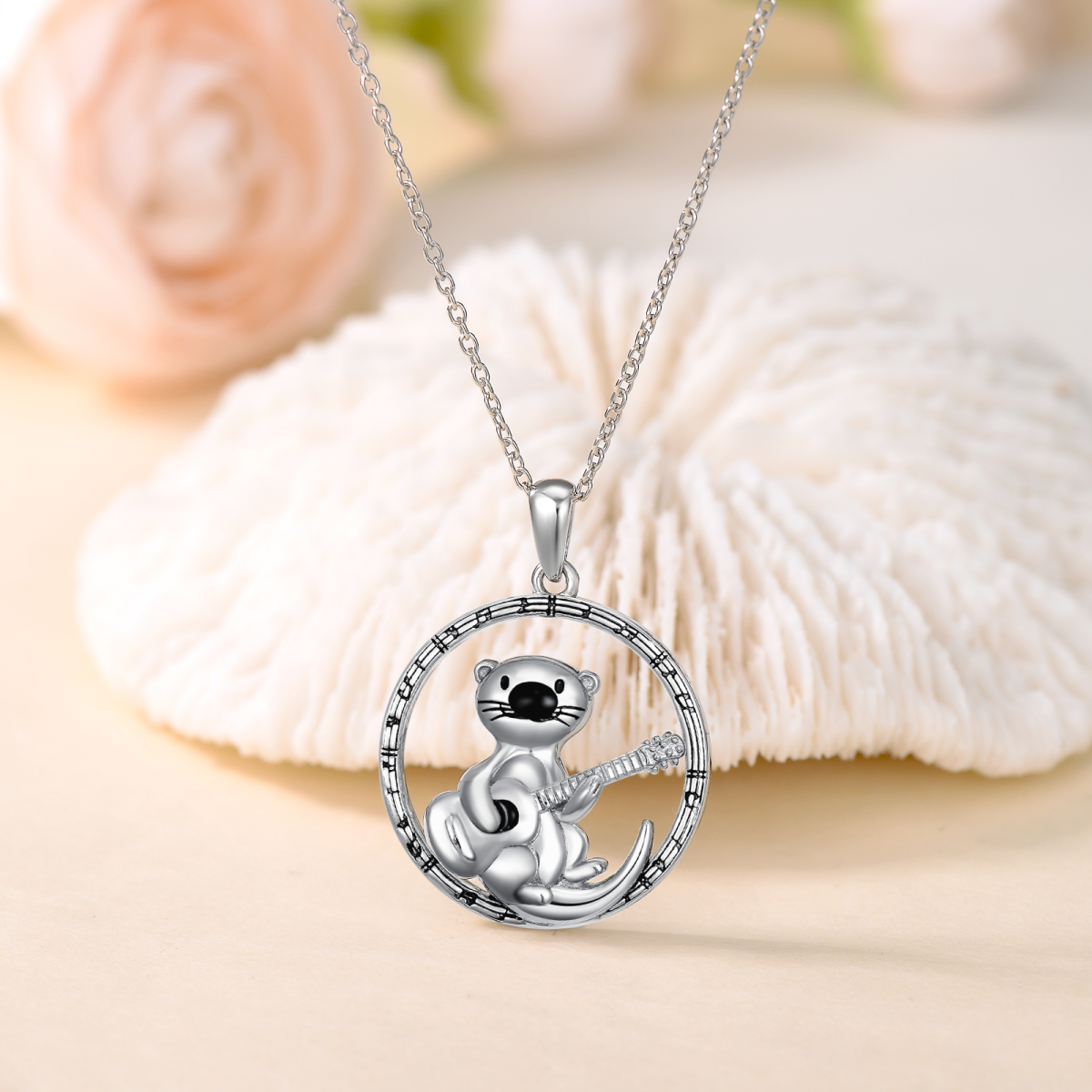 Sterling Silver Sea Otter Pendant Necklace-3