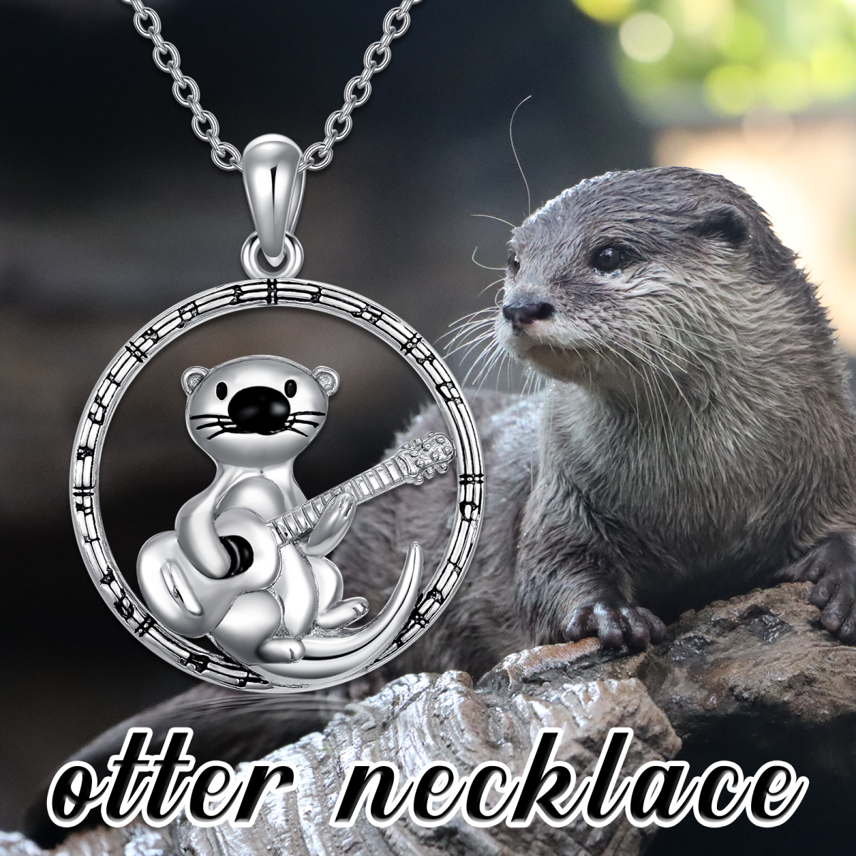 Sterling Silver Sea Otter Pendant Necklace-5