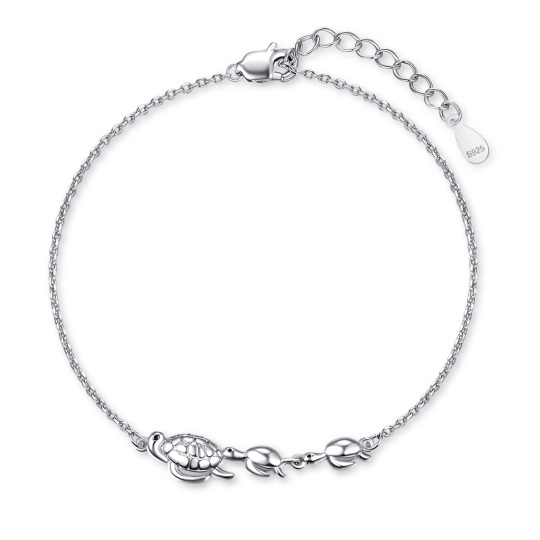 Sterling zilveren zeeschildpad Curb Link Armband