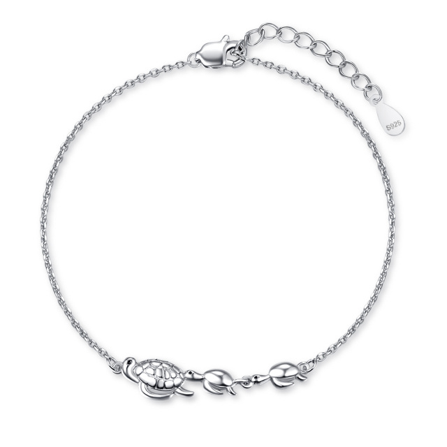 Sterling zilveren zeeschildpad Curb Link Armband-1