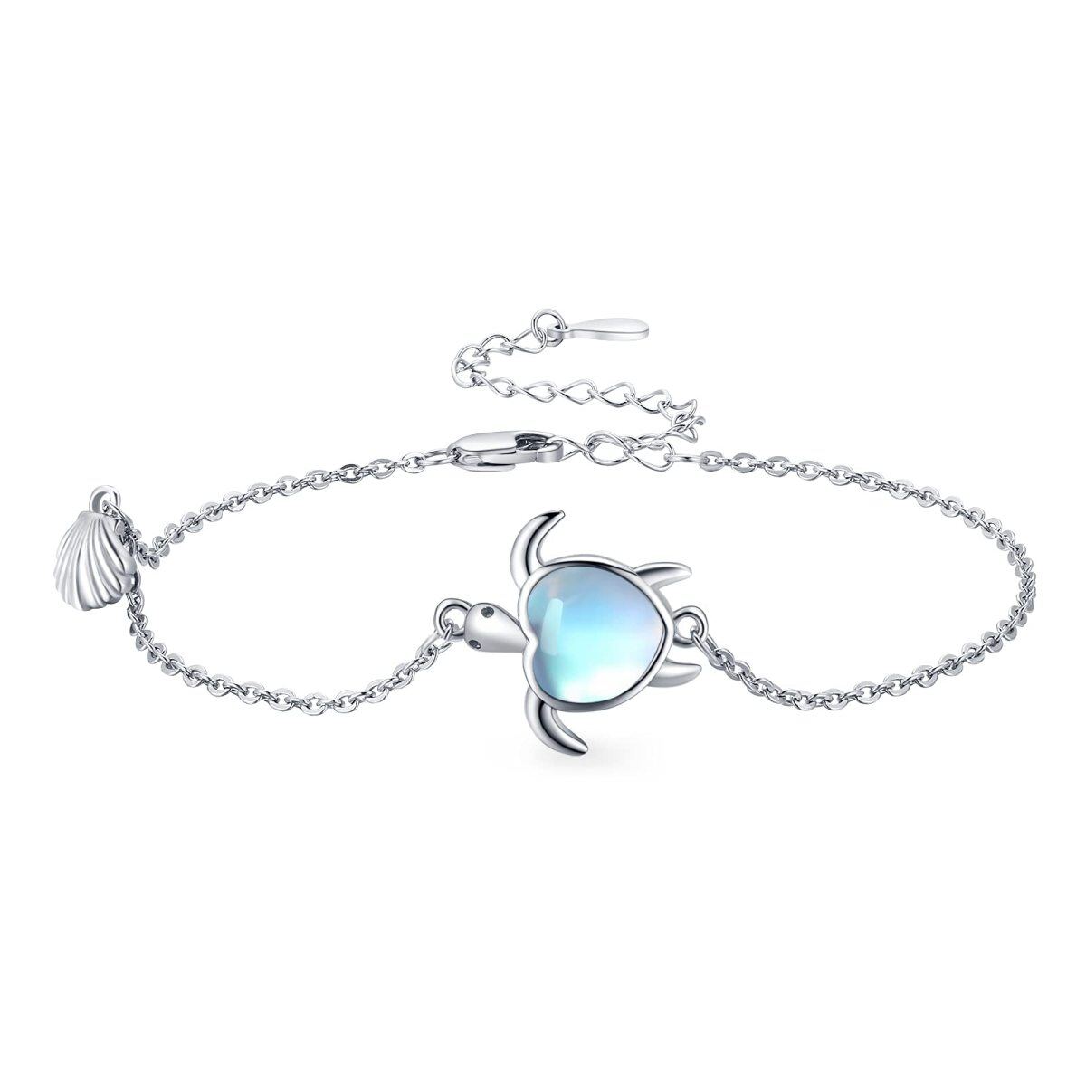 Sterling Silber Meeresschildkröte Curb Link Kette Armband-3