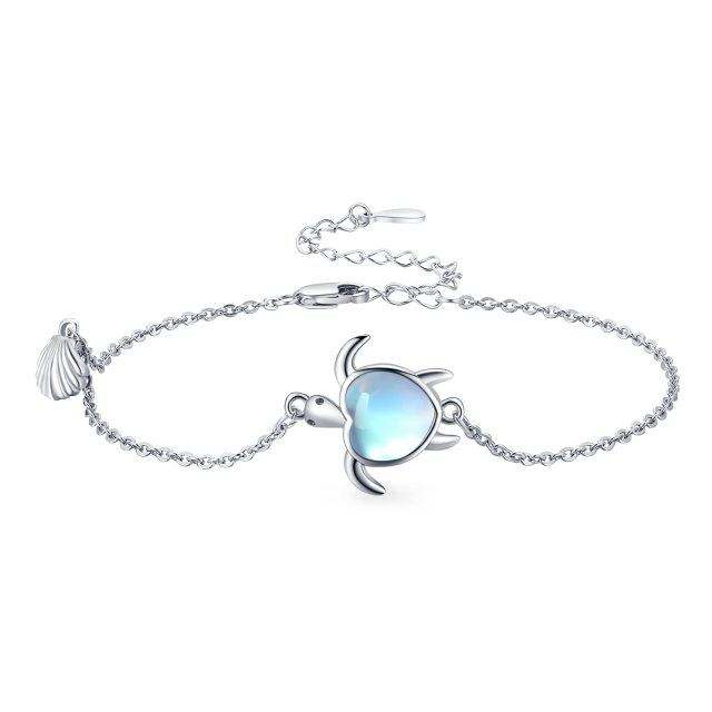 Bracciale a catena a maglie strette con tartaruga marina in argento sterling-3