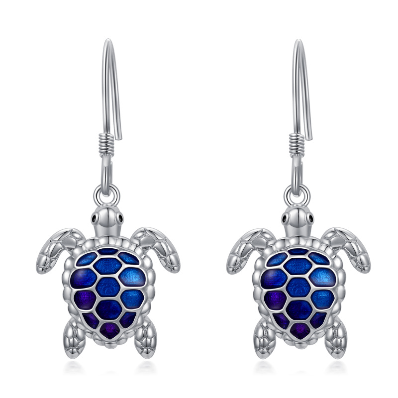 Sterling Silver Sea Turtle Drop Earrings