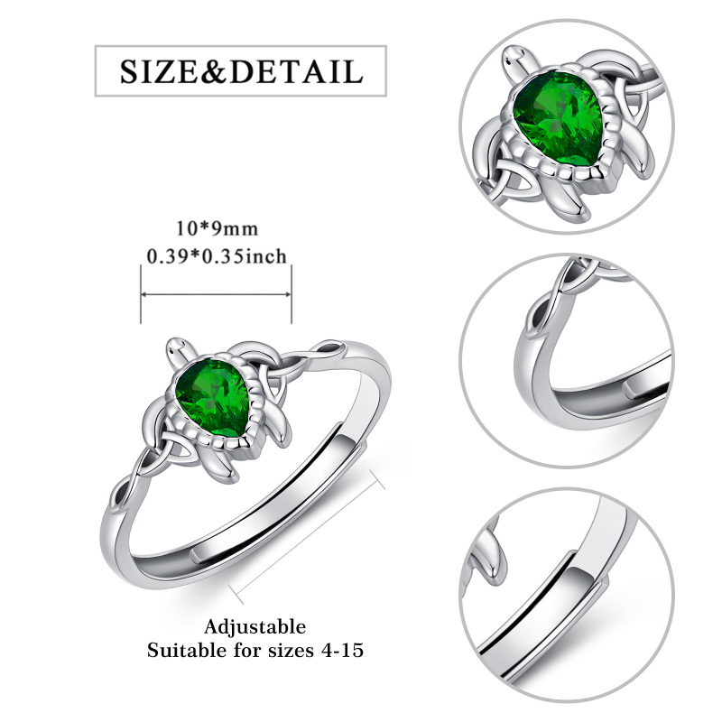 Sterling zilveren Cubic Zirconia Zeeschildpad Open Ring-5