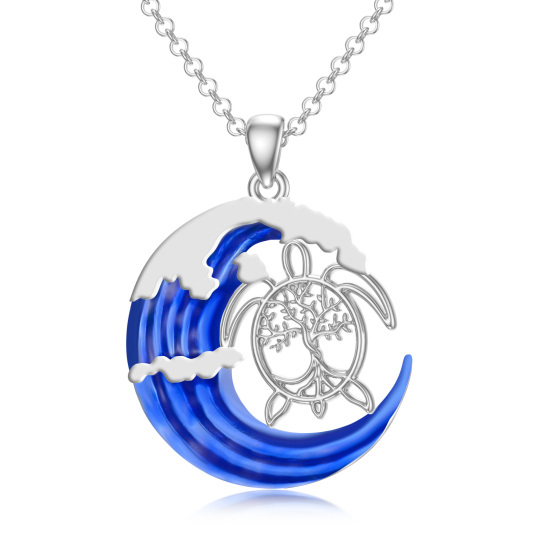 Collier en argent sterling avec pendentif tortue de mer