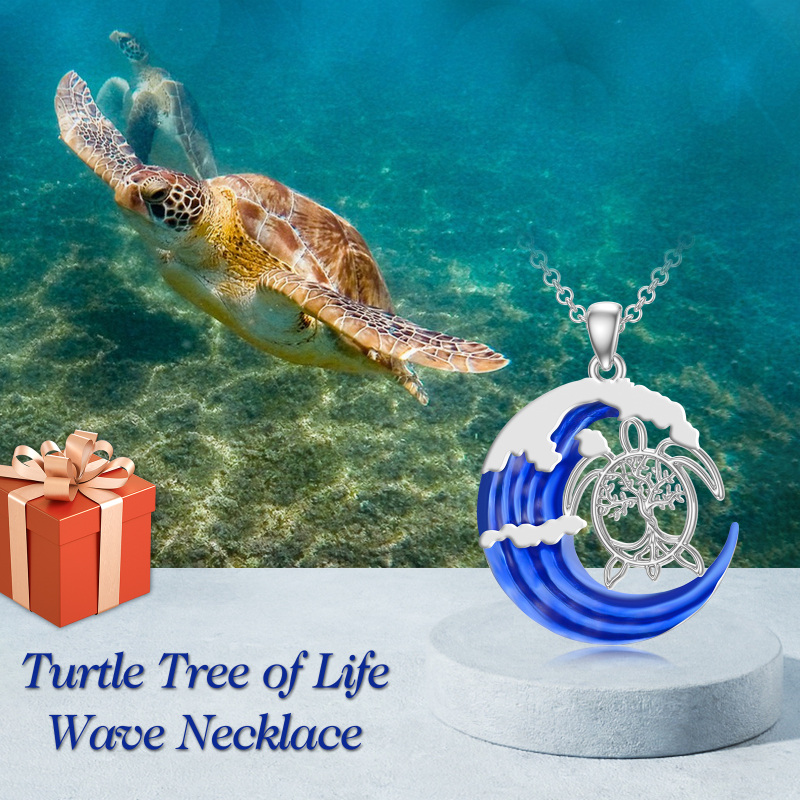 Sterling Silver Sea Turtle Pendant Necklace-4