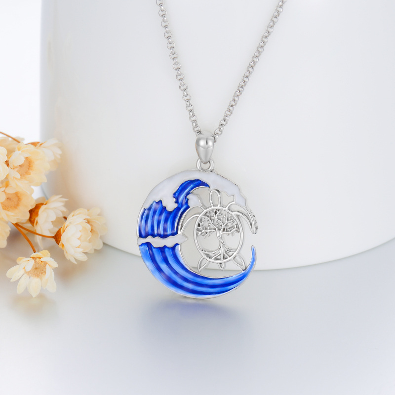 Sterling Silver Sea Turtle Pendant Necklace-5