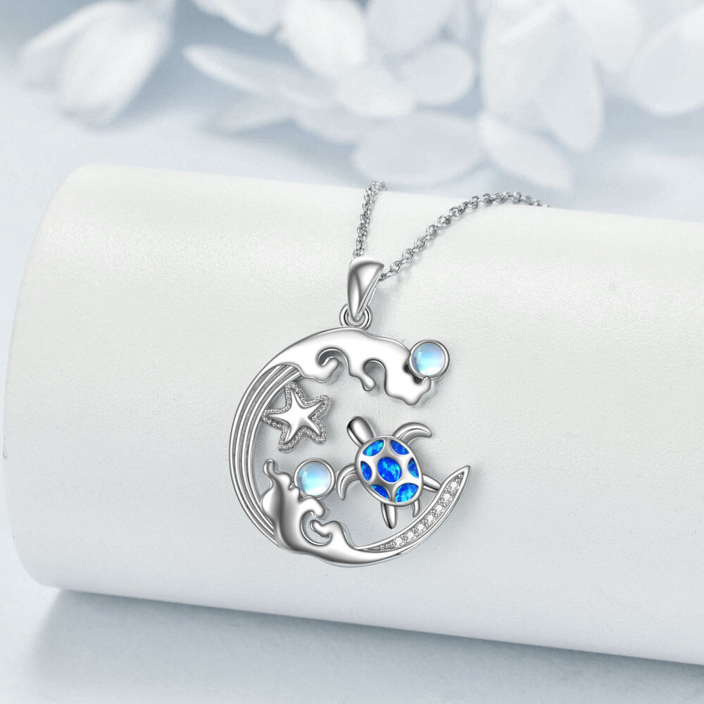 Sterling Silver Sea Turtle Pendant Necklace-3