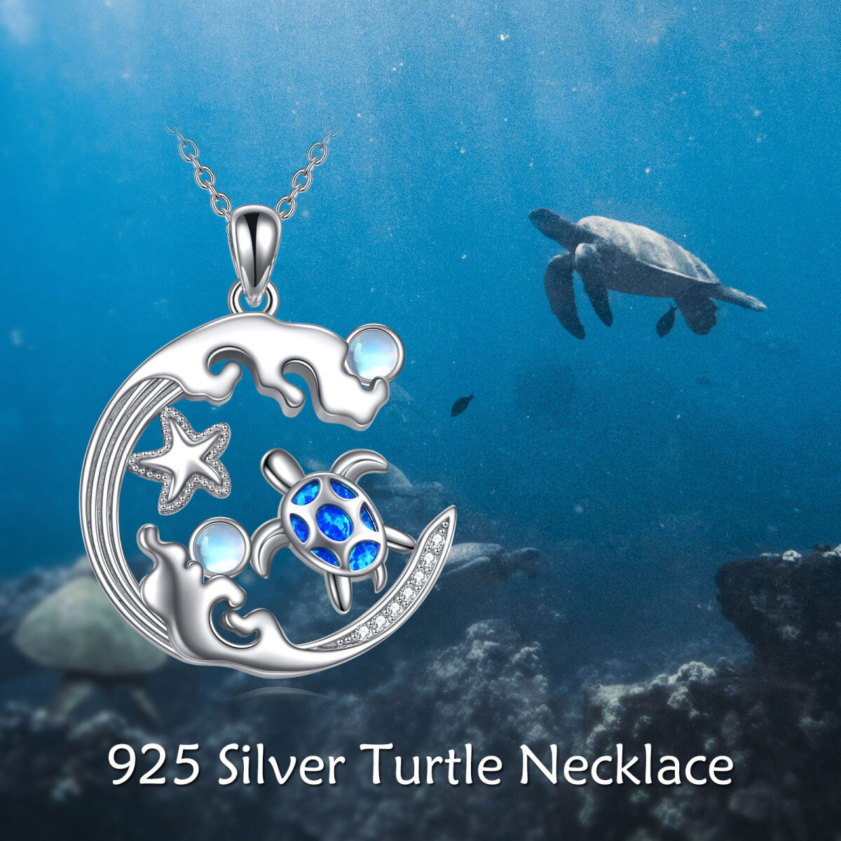 Collier pendentif tortue de mer en argent sterling-6