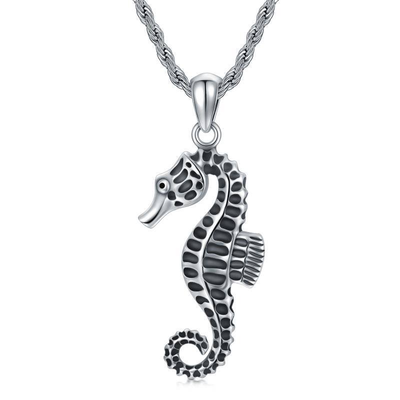 Collier pendentif hippocampe en argent sterling-1