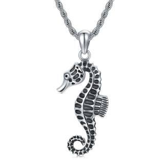 Sterling Silver Seahorse Pendant Necklace-5