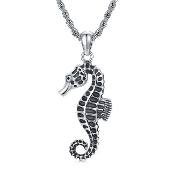 Collana con ciondolo a forma di cavalluccio marino in argento sterling