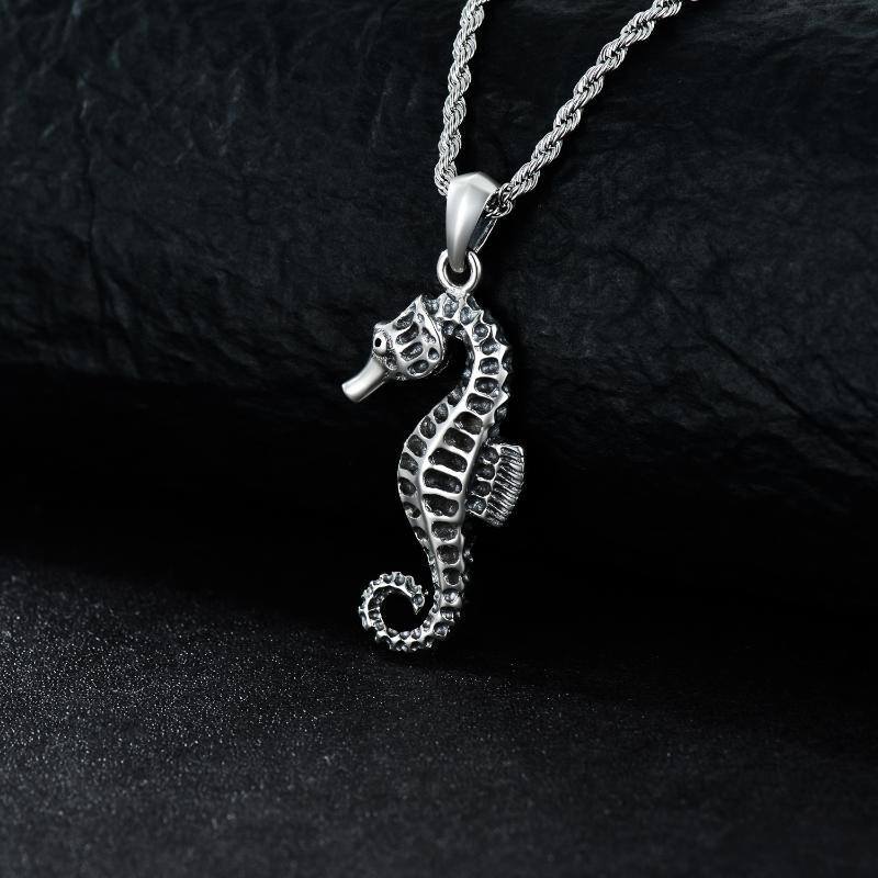 Collier pendentif hippocampe en argent sterling-4