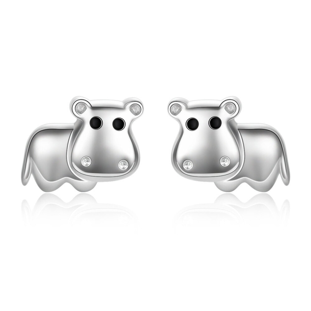 Sterling Silver Seahorse Stud Earrings-1