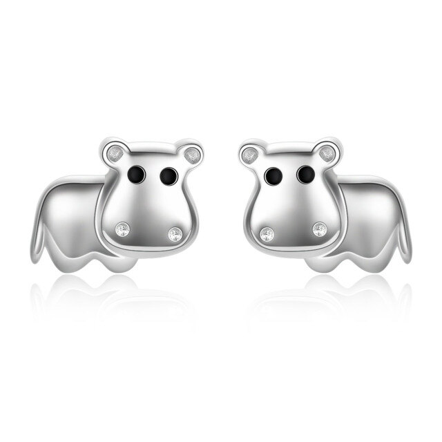 Sterling Silver Seahorse Stud Earrings-1