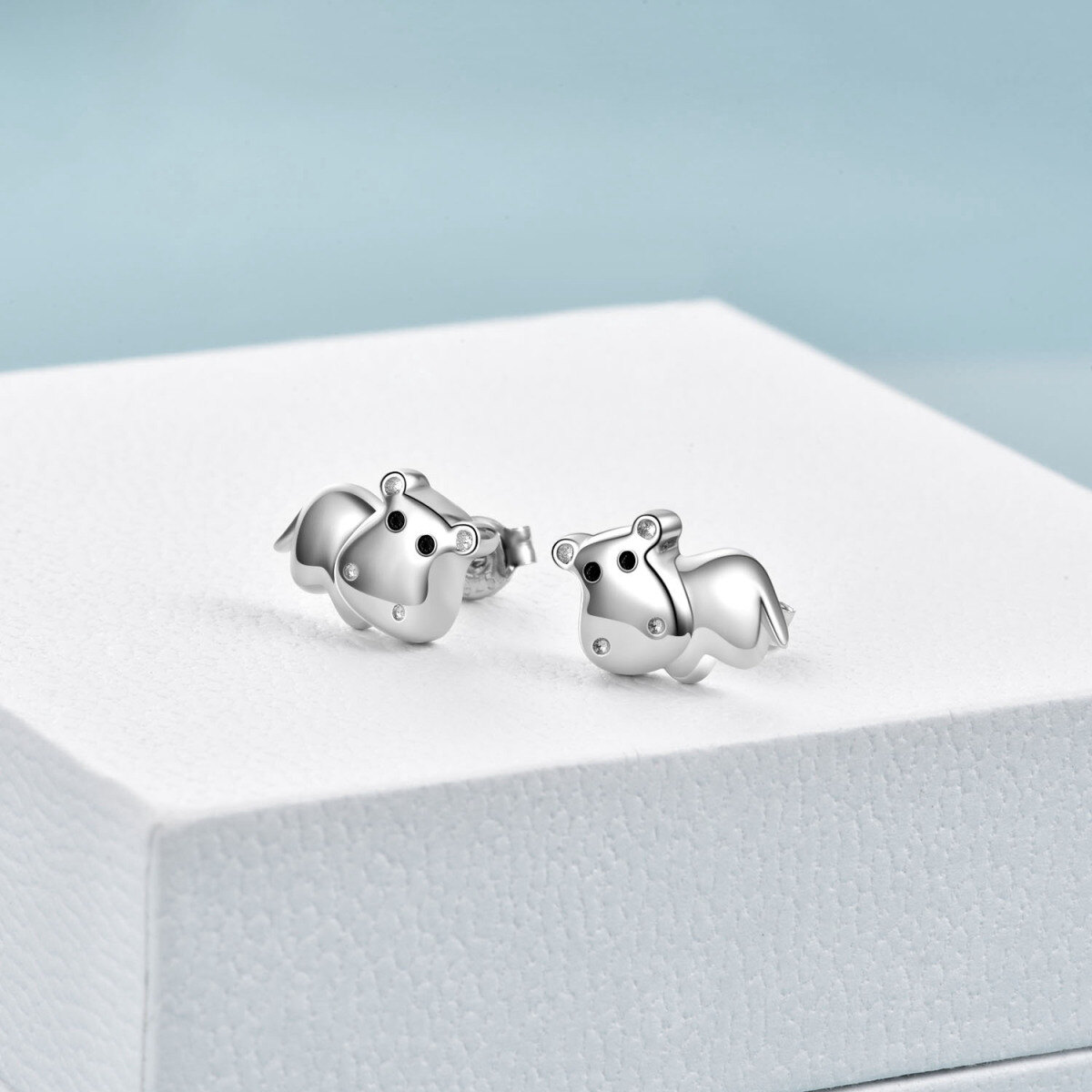 Sterling Silver Seahorse Stud Earrings-3