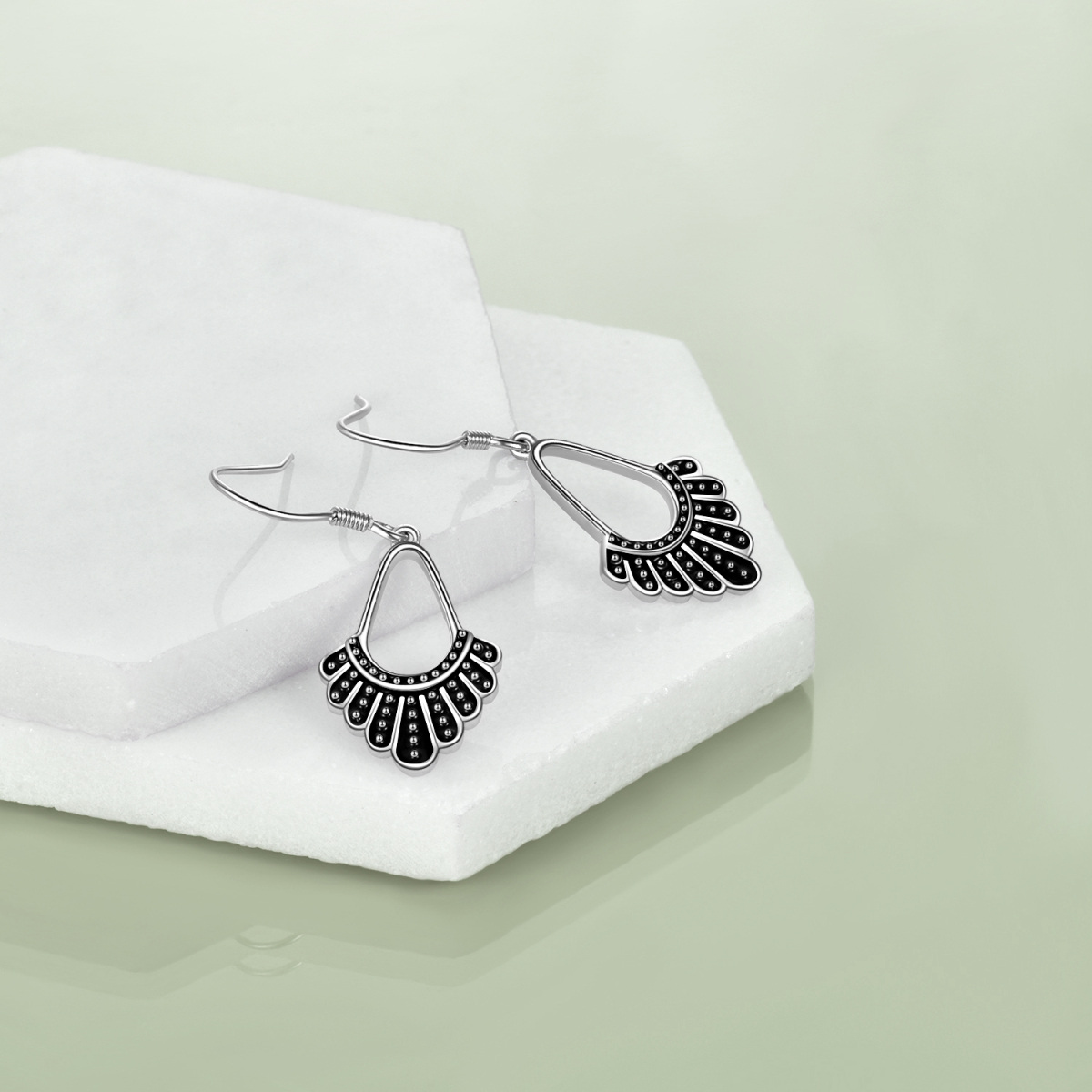 Sterling Silver Sector Drop Earrings-4