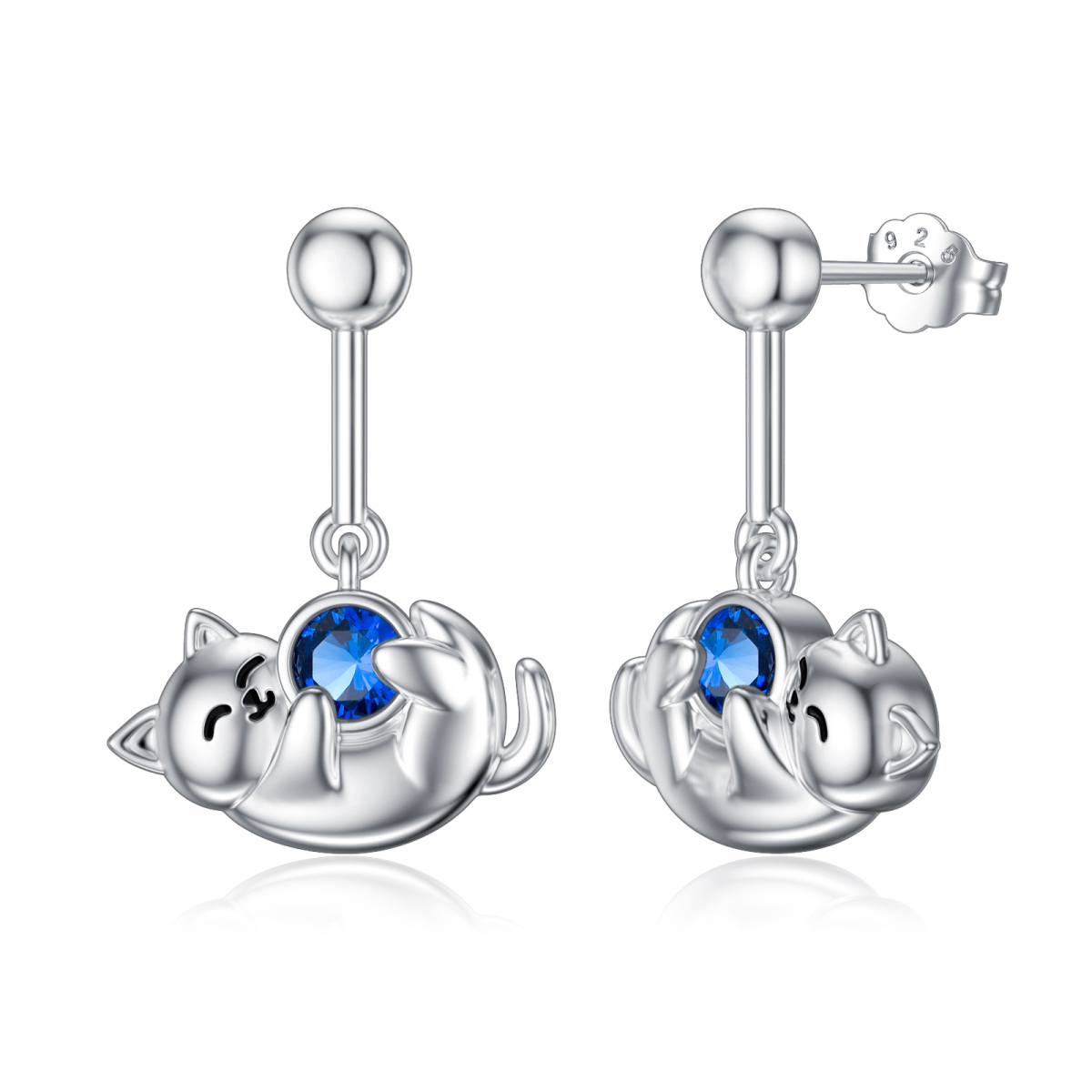 Boucles d'oreilles à tige en argent sterling avec pierre de naissance de septembre et oxyde de zirconium pour filles et femmes-1