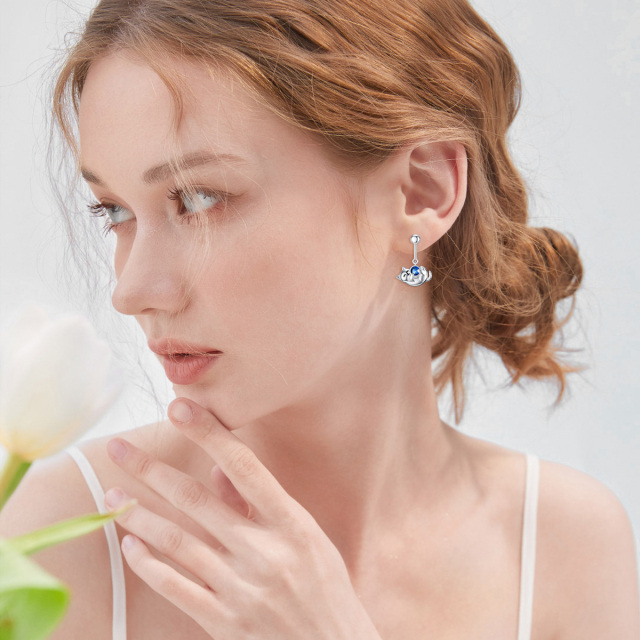 Boucles d'oreilles à tige en argent sterling avec pierre de naissance de septembre et oxyde de zirconium pour filles et femmes-2