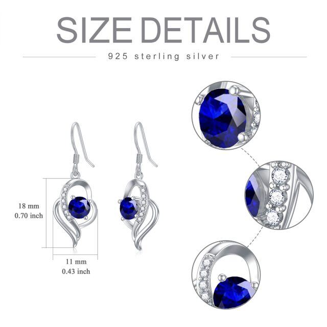 Sterling Silver September Birthstone Crystal Heart Drop Earrings for Girls Women-5