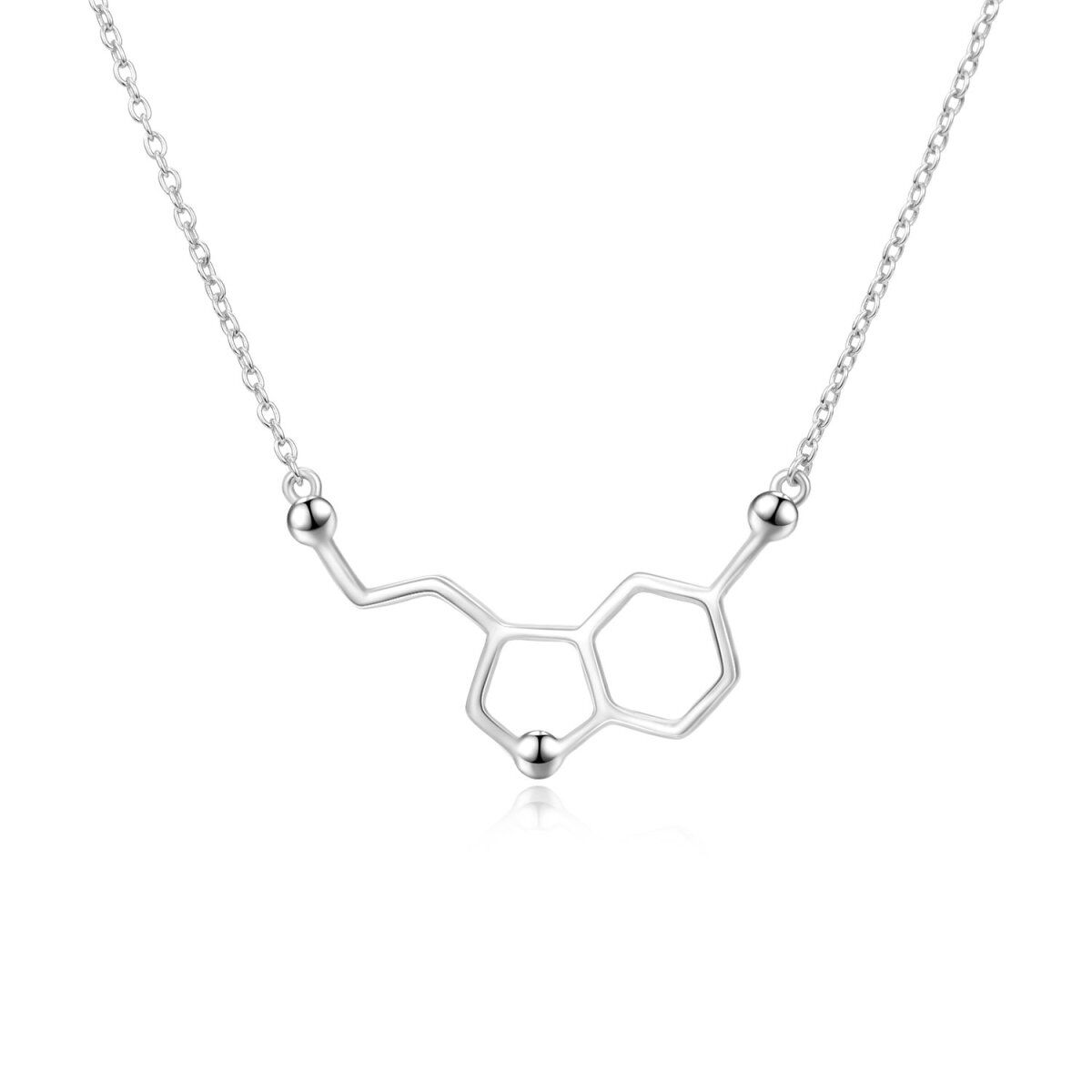 Sterling Silver Serotonin Molecule Pendant Necklace-1