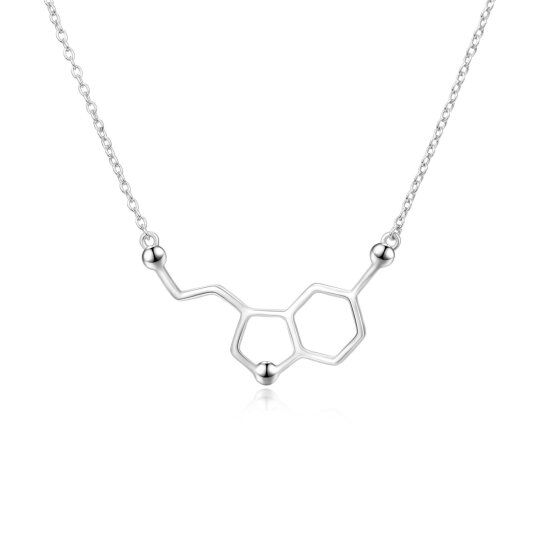 Colar com pingente de molécula de serotonina em prata esterlina