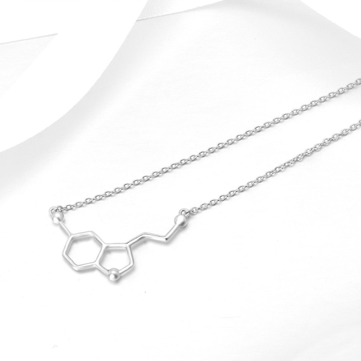 Sterling Silver Serotonin Molecule Pendant Necklace-5