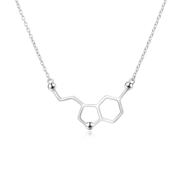 Colar com pingente de molécula de serotonina em prata esterlina-1